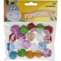 Glitter pom poms | assorted colors | 20 pieces | Size: 25 mm