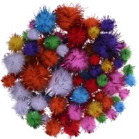 Glitter Pompons | Farben sortiert | 110 Stück |...